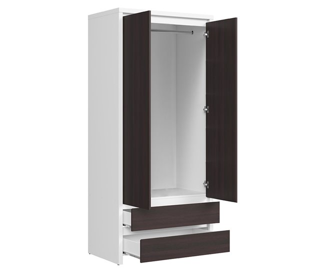 Armario 2 puertas 2 cajones Soren 90 Blanco/ Madera