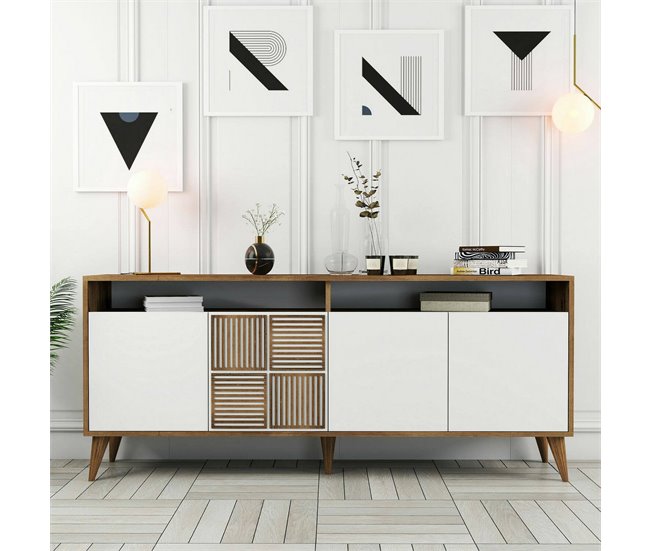 Aparador efecto madera 180 Blanco/ Madera
