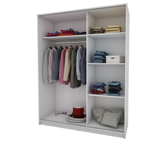 Armario ELEGANZA puertas correderas con espejo 150x195cm Blanco
