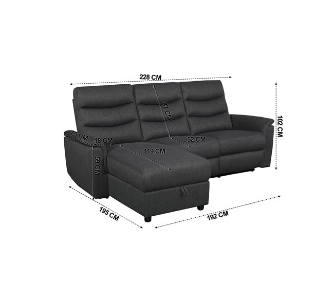 Chaise loungue relax FAMILY eléctrico Antracita