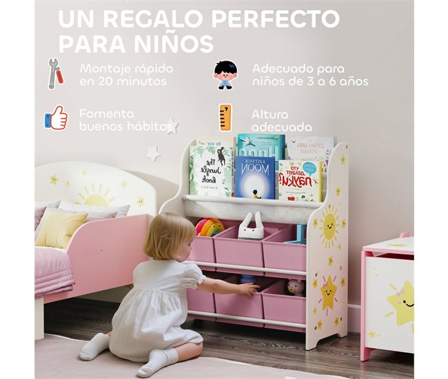 Estantería Infantil MDF, Acero AIYAPLAY Rosa