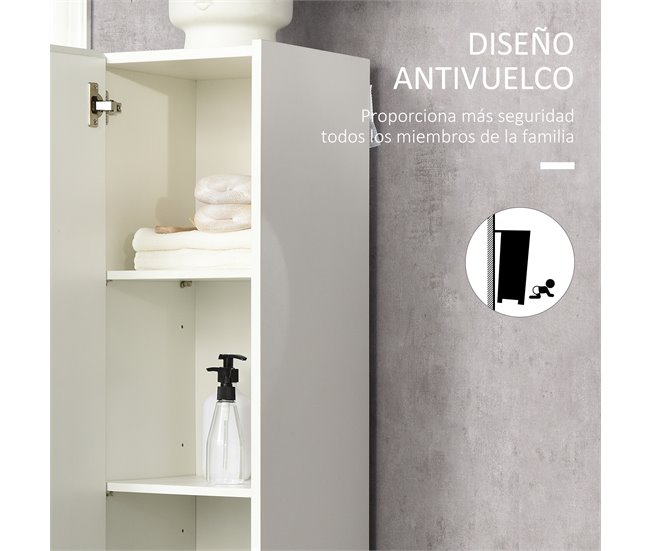 Armario de Baño Melamina de Madera, ABS kleankin, hogar - baño 30 Blanco