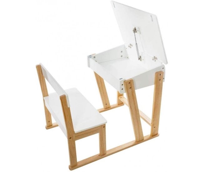 Escritorio pupitre con silla Natural/ Blanco