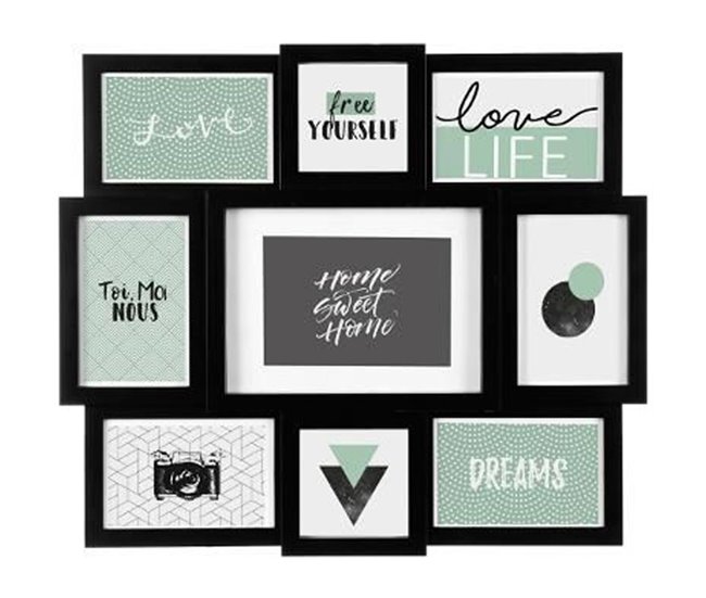 WELL HOME - Marco decorativo para pared - 9 fotos Negro