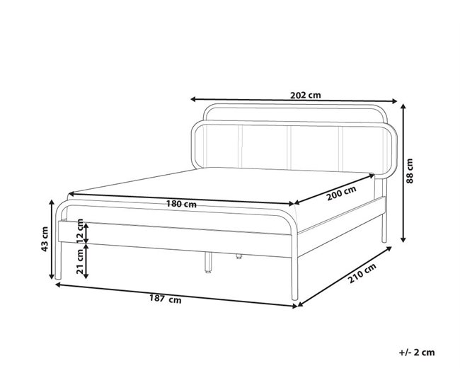 Beliani Cama Madera de caucho BOUSSICOURT 202x210 Marron