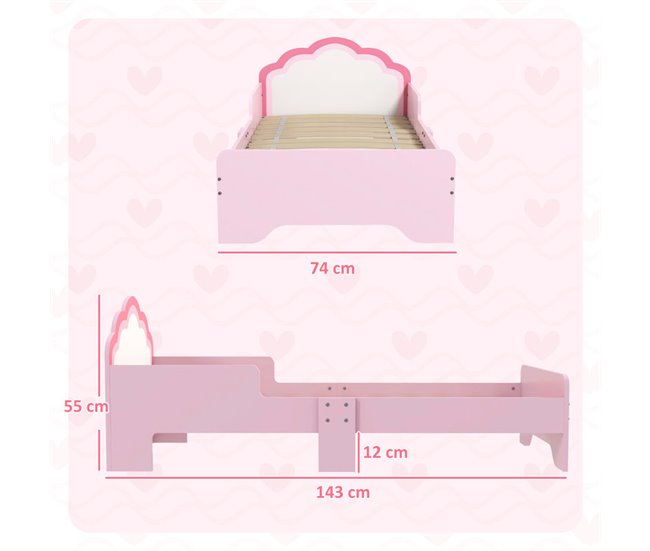 Cama Infantil MDF, Tablero Multicapa ZONEKIZ Rosa