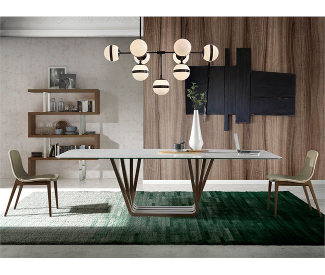 ANGEL CERDA Silla tela beige Nogal