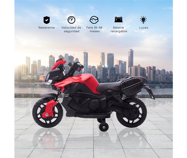Moto Eléctrica Infantil PP, Metal HOMCOM Rojo