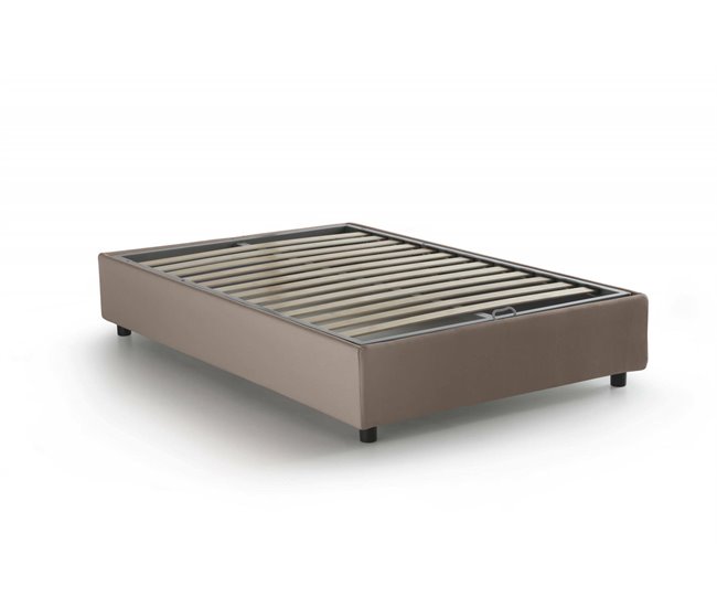 Cama plaza y media en tela Marron