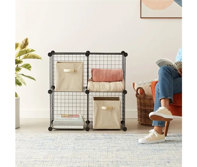 Estantería modular  compartimentos metal Negro