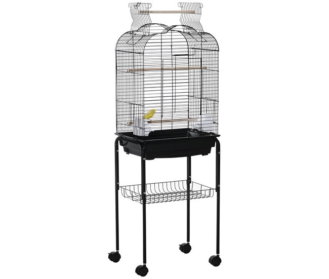 Jaula para Pájaro Acero, PP, Madera Mixta PawHut Negro