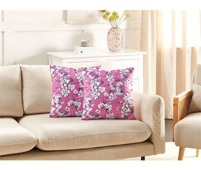 Beliani Cojín decorativo KOELERIA Fucsia