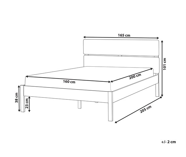 Beliani Cama LED Madera de caucho BOISSET 165x205 Marron