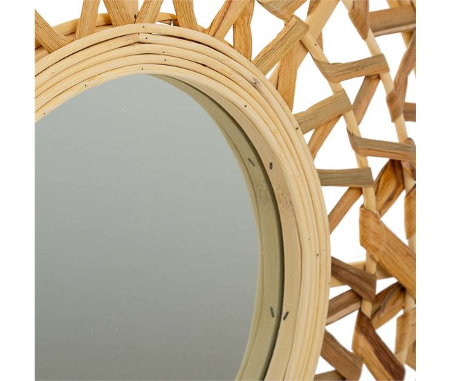 Espejo de bambú y fibra natural Marron