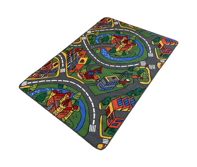 Acomoda Textil – Alfombra Infantil Ciudad Carretera para Jugar. 90x133 Gris