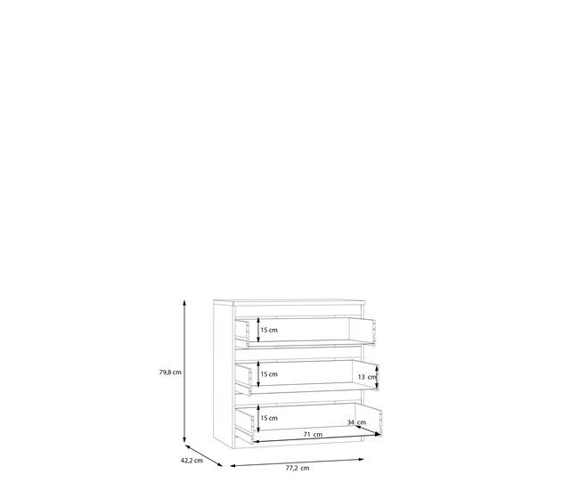 Cómoda con 3 cajones NEVADA II Roble