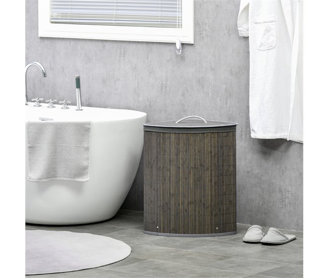 Cesto para Ropa Bambú HOMCOM, hogar - baño Gris