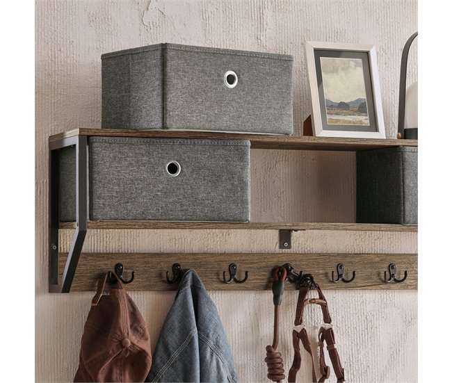 Perchero de Pared para Pasillo Estilo iIndustrial FHK26-N SoBuy Marron