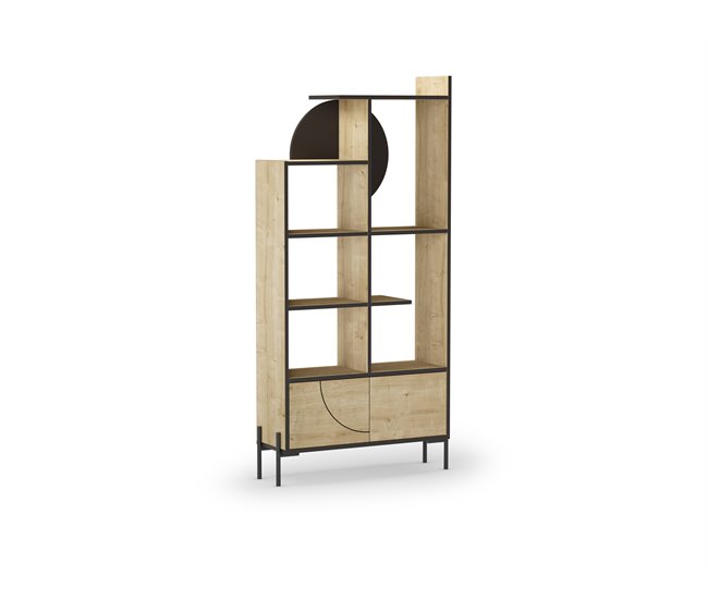Librería 2 puertas color roble DUBAI Negro/ Madera