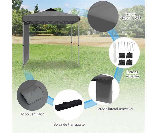 Carpa Plegable Acero, Tela Oxford Gris