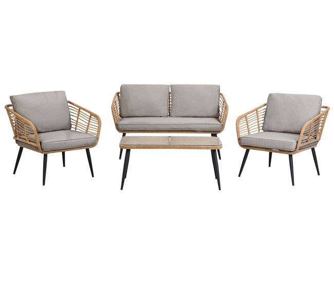 Beliani Conjunto de jardín Ratán sintético CORINTH II Gris Claro