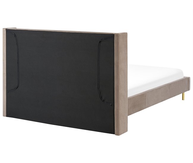 Beliani Cama con somier Terciopelo VILLETTE 165x222 Azul Marino