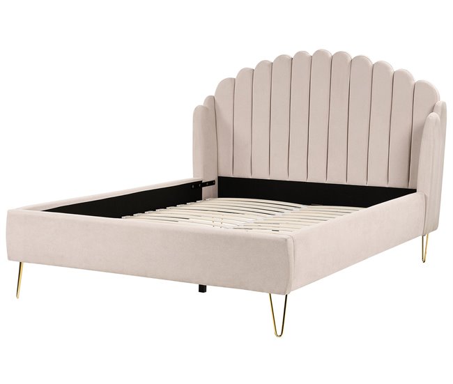 Beliani Cama con somier Poliéster AMBILLOU 157x214 Beige