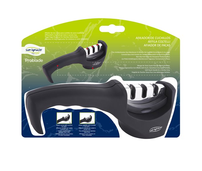 Afilador de cuchillos problade marca SAN IGNACIO  Negro/ Inox