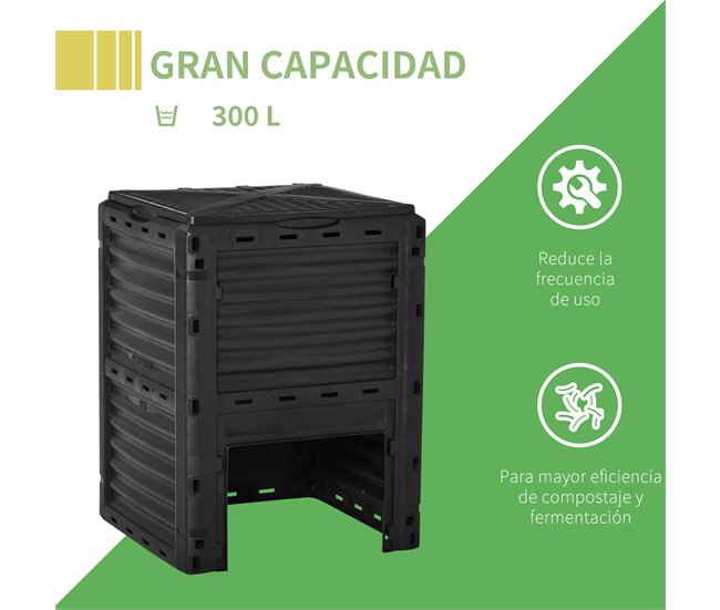 Compostador de Jardín PP Outsunny Negro