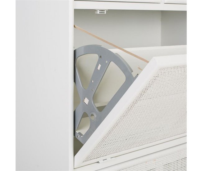 Mueble zapatero de madera y rejilla 70 Blanco
