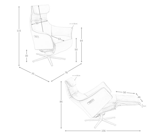 ANGEL CERDA Sillón relax giratorio piel marrón Marron
