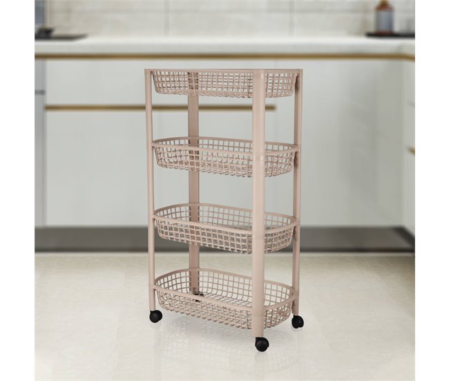 Well Home Carro de cocina con 4 ruedas Beige
