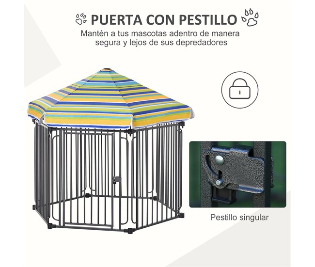 Parque para Mascotas Metal, Poliéster PawHut Negro