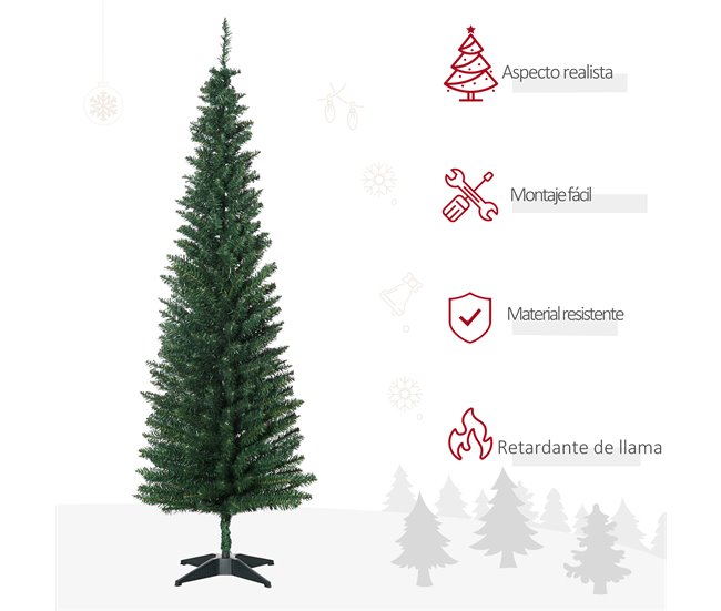 Árbol de Navidad Plástico, Metal HOMCOM Verde