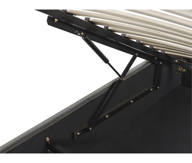 Beliani Cama con almacenaje sin cabecero Poliéster DINAN 187x214 Gris Oscuro