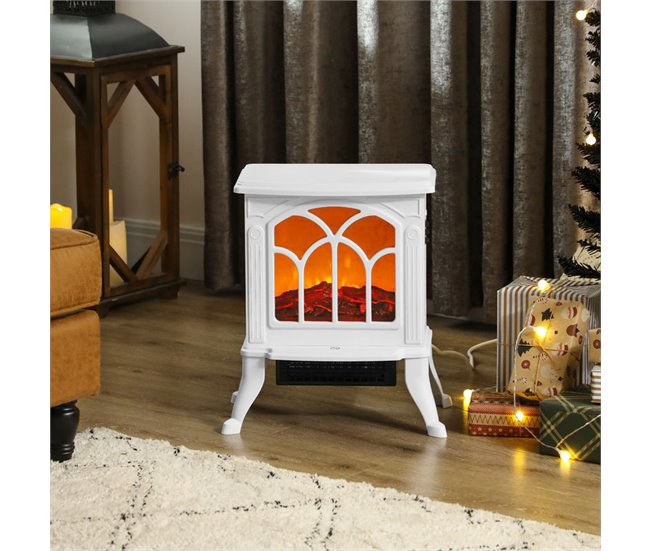 Chimenea Eléctrica Metal, Plástico HOMCOM, hogar - climatización Blanco