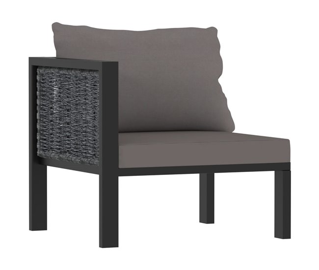 Sofá de 3 plazas con cojines ratán sintético Antracita