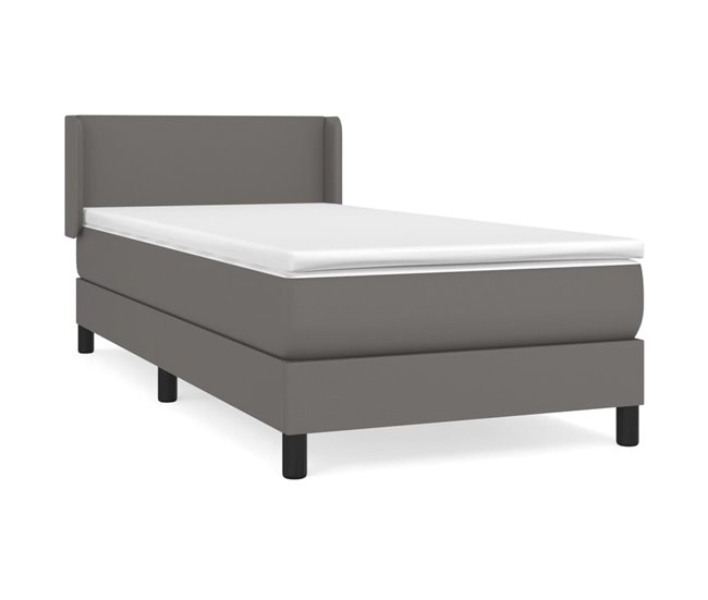 Conforama Cama box spring con colchón cuero sintético gris 90x190 cm Diseño plano