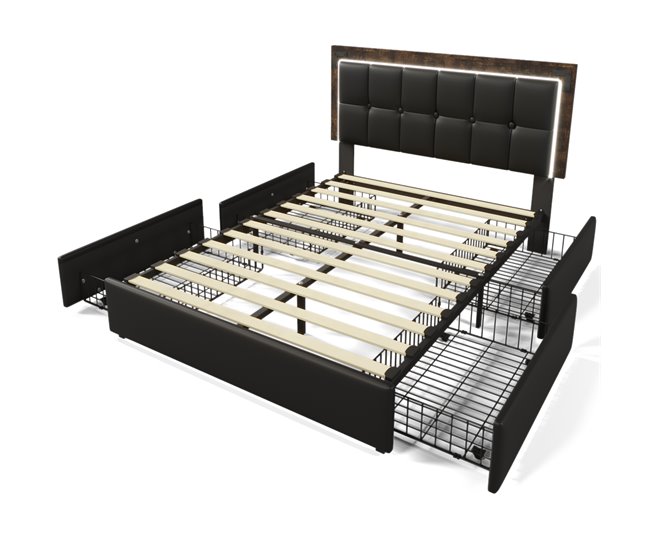 Camas de matrimonio 167x207 Negro