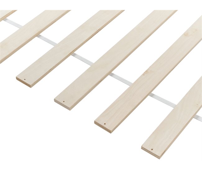 Beliani Cama con somier Madera de pino APPY Rosa Talco