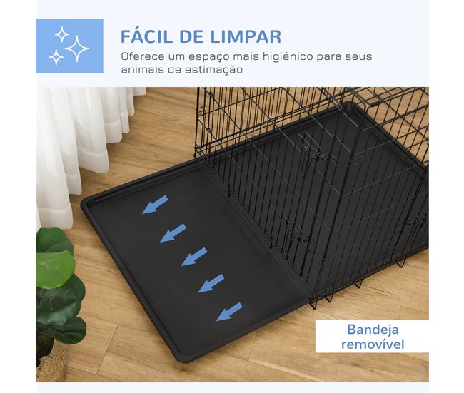Jaula de Perro Acero, ABS PawHut Negro