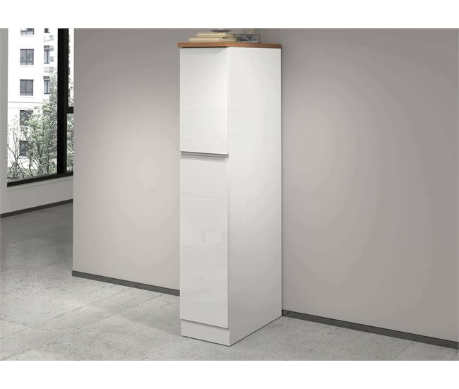 Cozinha com despensa com efeito madeira 30 Blanco