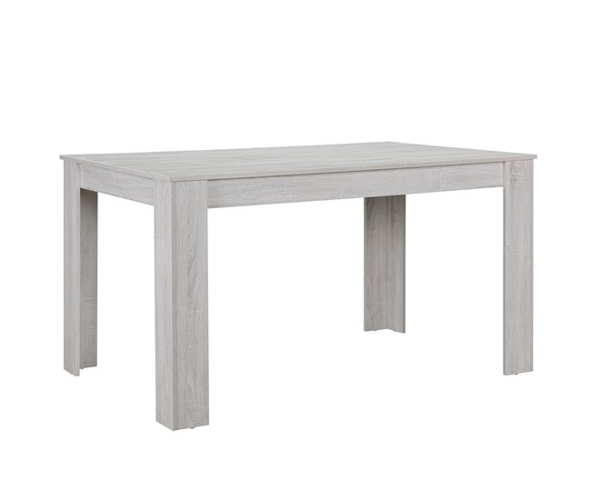 Set de comedor Kramfors mesa con 6 sillas rústico MDF textil 140x90 Roble/ Gris