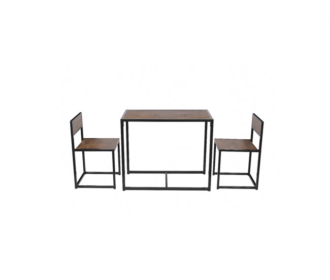 Conjunto DUO I mesa fija y 2 sillas de cocina Negro/ Madera