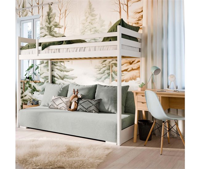 Litera-sofá madera 208x194 Blanco