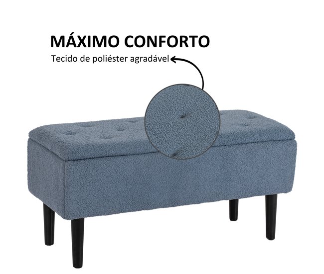 Baúl de Almacenaje Poliéster, Espuma, Madera Goma HOMCOM 38x95 Gris