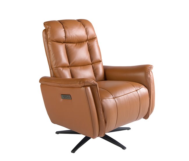 ANGEL CERDA Sillón relax giratorio piel marrón Marron