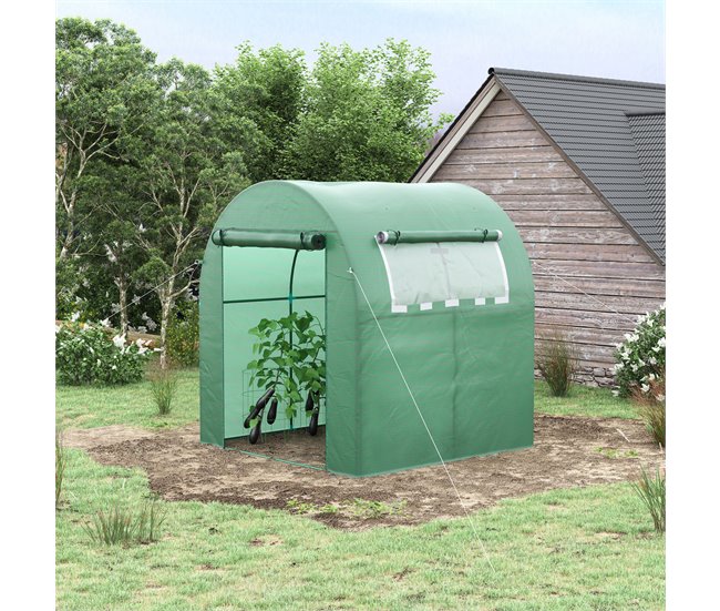 Invernadero de Jardín PE, Acero Outsunny Verde