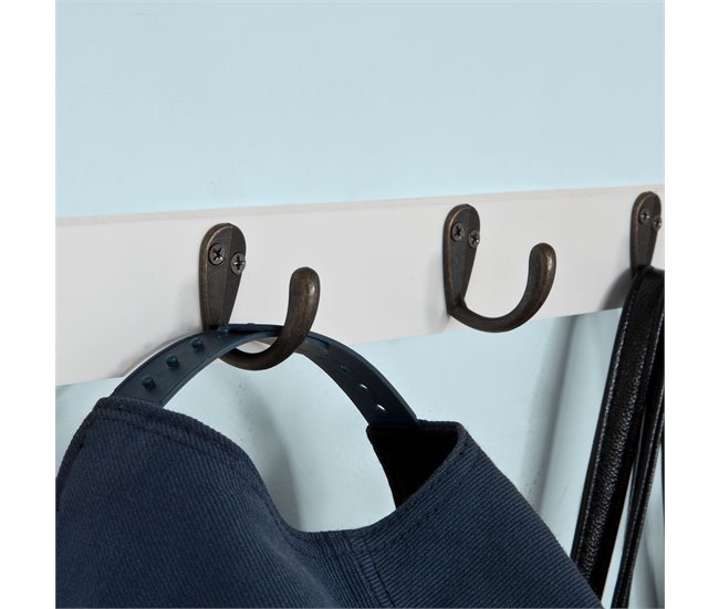 Estantería de Pared con 5 Ganchos y 2 Cajones FRG178-W SoBuy Blanco