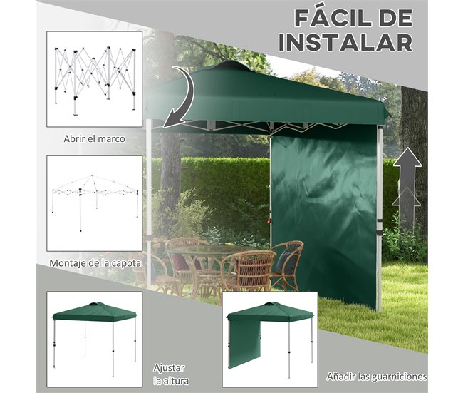 Carpa Plegable Acero, Tela Oxford Verde